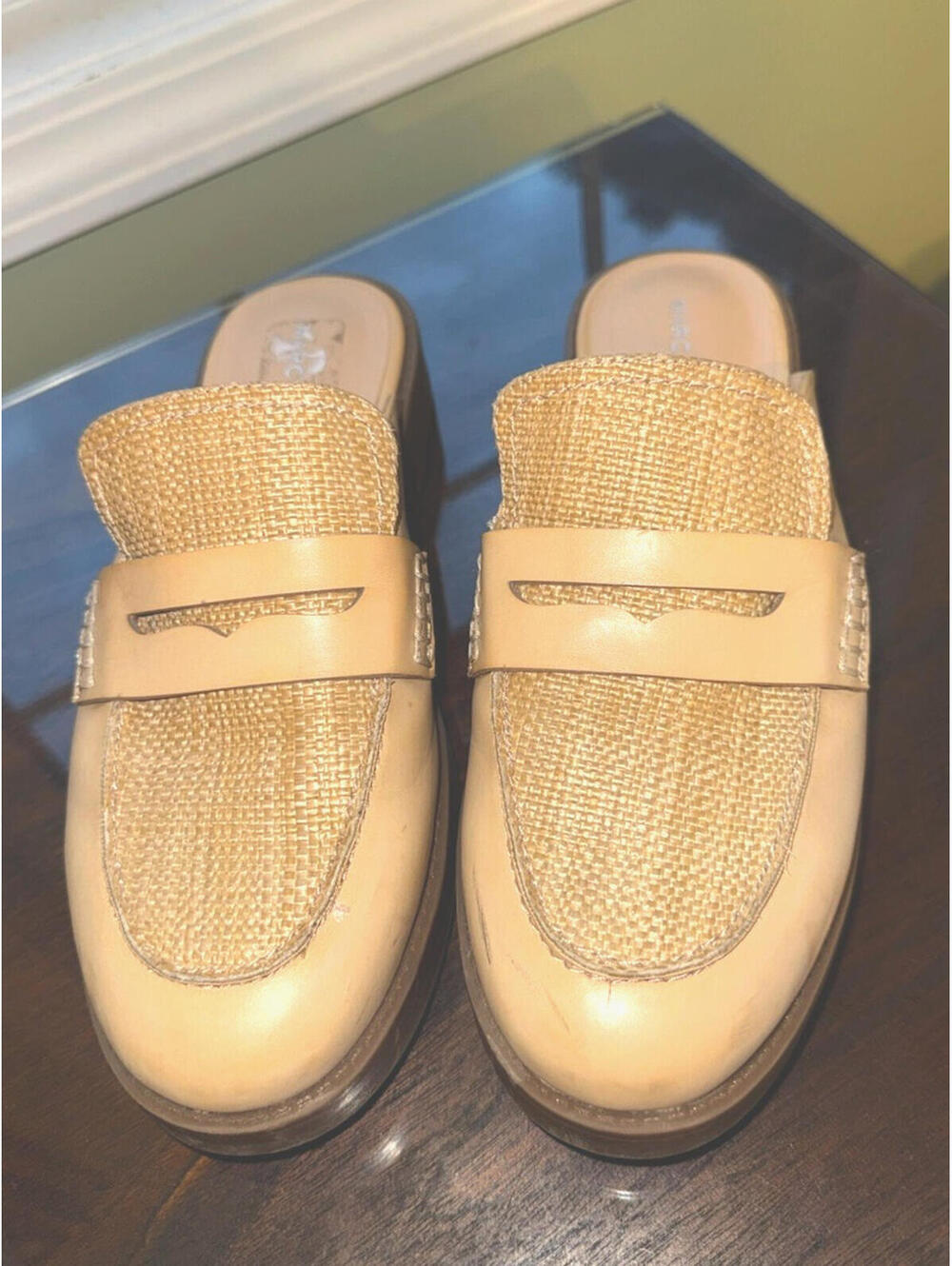 Marc Fisher women’s size 8.5 slip on nude tan slip ons loafers mules